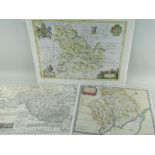 THREE ANTIQUE MAPS comprising Monmouth by Morden (1695), Glamorgan by Thomas Kitchen and Blaeu of