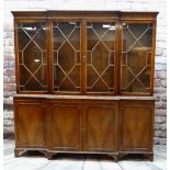 MODERN REPRODUCTION GEORGIAN-STYLE BREAKFRONT BOOKCASE, 196 x 36 x 201cms Condition: generally