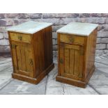 PAIR AESTHETIC-STYLE POLLARD OAK BEDSIDE CABINETS, fitted frieze drawers and panelled doors,