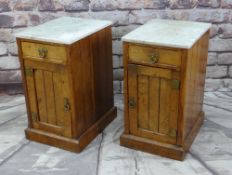 PAIR AESTHETIC-STYLE POLLARD OAK BEDSIDE CABINETS, fitted frieze drawers and panelled doors,