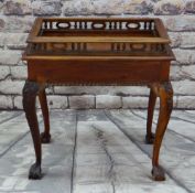 MODERN SOUTH EAST ASIAN HARDWOOD TABLE, modelled after an early Georgian silver table with removable