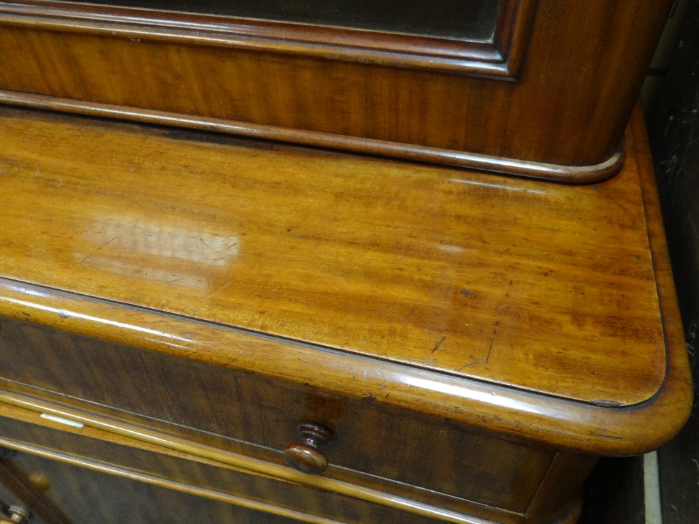 VICTORIAN WALNUT BOOKCASE, ogee cornice, glazed doors, adjustable shelves, two frieze drawers, - Image 13 of 16