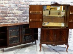 TWO REPRODUCTION CABINETS, comprising Queen Anne-style cocktail cabinet with mirror and glass fitted