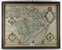 JOHN SPEED hand-coloured antiquarian map - 'The Countye of Monmouth with the sittuation of the