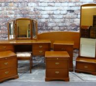 MODERN STAG BEDROOM SUITE, comprising dressing table and stool, pair bedside cabinets, small