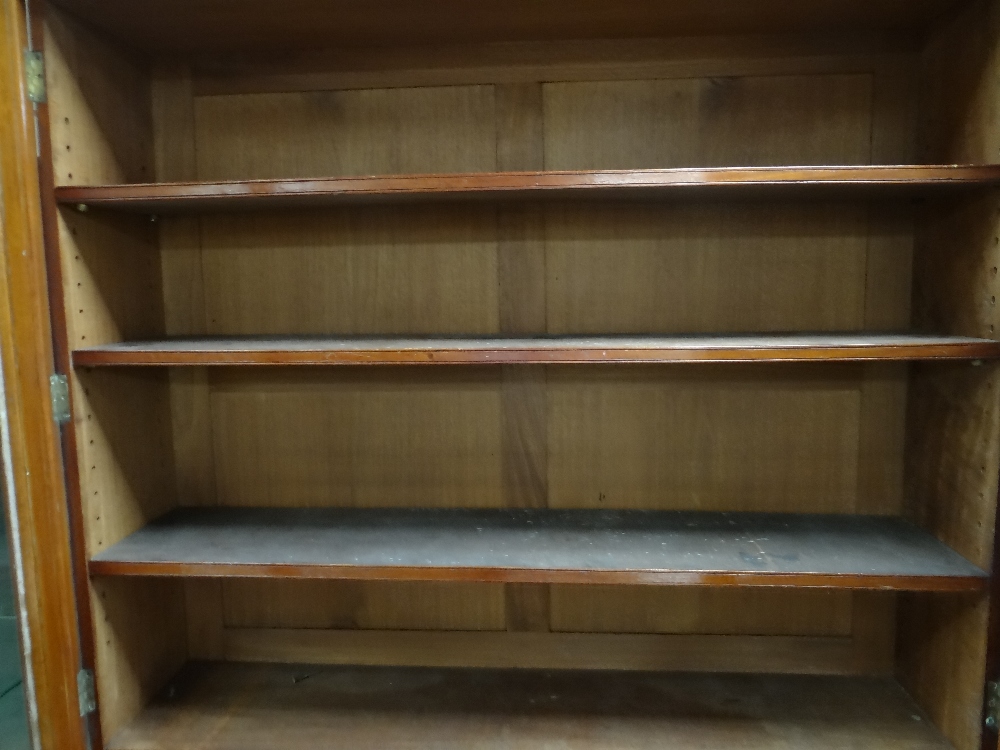 VICTORIAN WALNUT BOOKCASE, ogee cornice, glazed doors, adjustable shelves, two frieze drawers, - Image 3 of 16