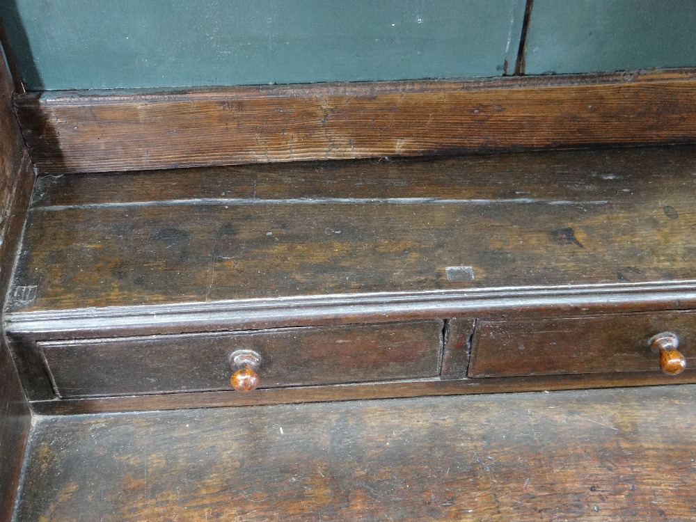 18TH CENTURY JOINED OAK WELSH DRESSER, probably Carmarthenshire, later painted boarded rack with - Image 7 of 9