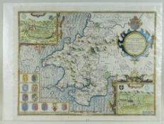 JOHN SPEED antique map of Penbrokeshyre (Sudbury & Humble) 1627, later coloured 42 x 54cms, unframed