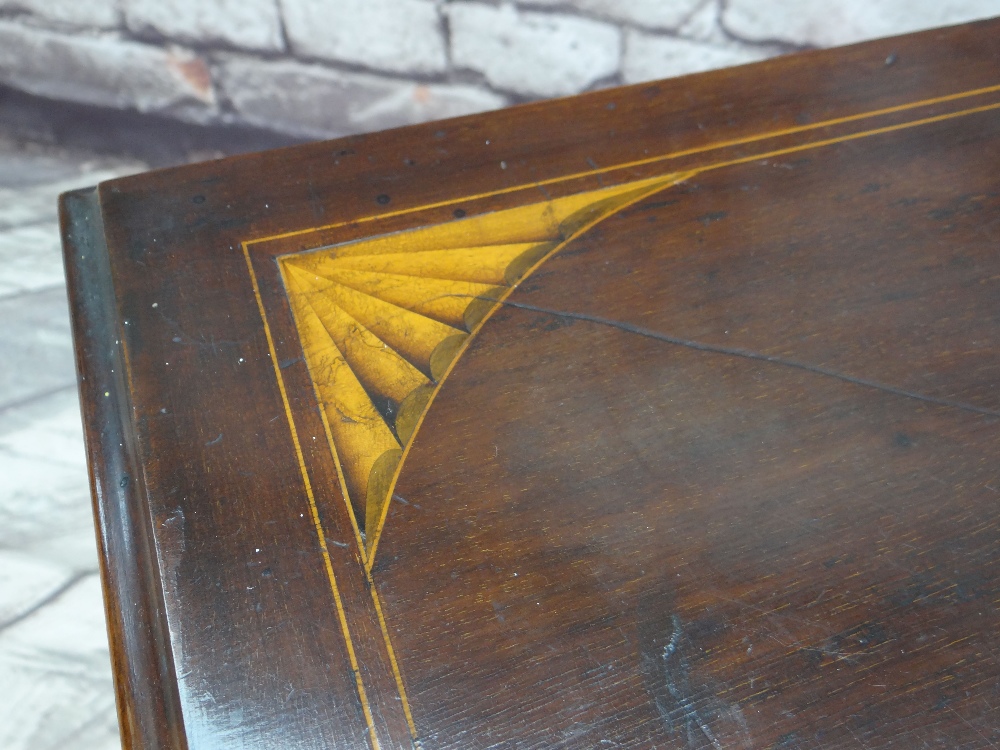 EDWARDIAN MAHOGANY PATENT MARQUETRY METAMORPHIC WRITING DESK, by Edwards & Sons, the closed desk - Image 5 of 7