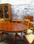 MODERN REPRODUCTION YEW WOOD FURNITURE, comprising extending dining table, 240cms long (extended),