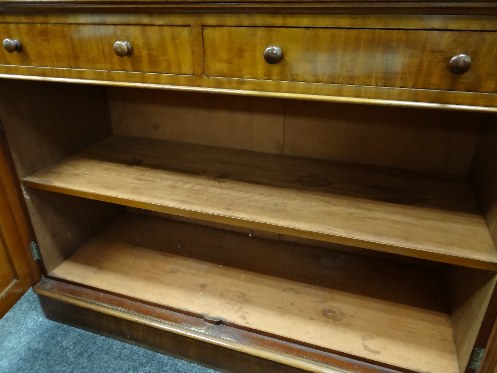 VICTORIAN WALNUT BOOKCASE, ogee cornice, glazed doors, adjustable shelves, two frieze drawers, - Image 9 of 16