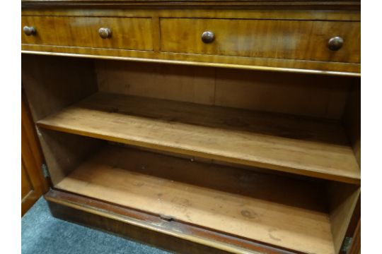 VICTORIAN WALNUT BOOKCASE, ogee cornice, glazed doors, adjustable shelves, two frieze drawers, - Image 9 of 16