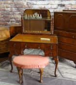 1930s QUEEN ANNE-STYLE WALNUT BEDROOM SUITE, including dressing table, tall chest with cupboard top,