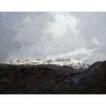 DAVID GROSVENOR large oil on canvas - dramatic North Wales landscape, entitled label verso '