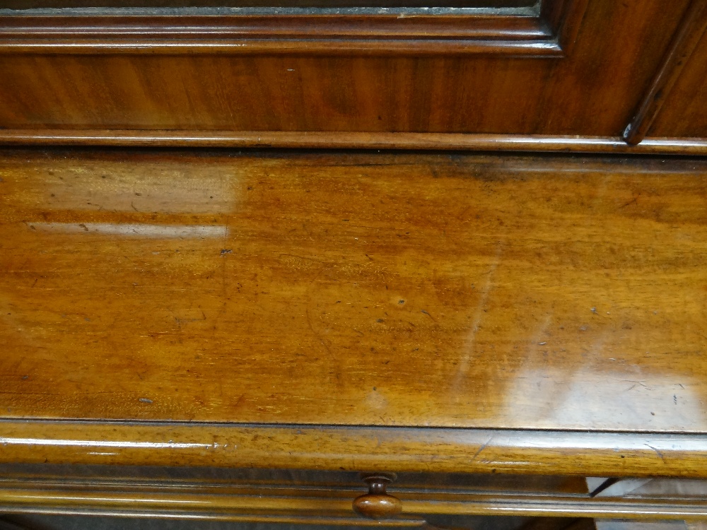 VICTORIAN WALNUT BOOKCASE, ogee cornice, glazed doors, adjustable shelves, two frieze drawers, - Image 12 of 16