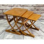 NATHAN TEAK NEST OF TABLES, with curved X-legs (3)