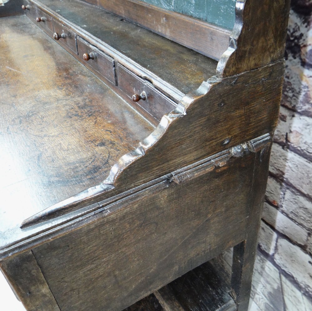 18TH CENTURY JOINED OAK WELSH DRESSER, probably Carmarthenshire, later painted boarded rack with - Image 2 of 9