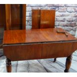 VICTORIAN PATENT MAHOGANY DROP-FLAP EXTENDING DINING TABLE, two extra leaves in stored in the