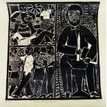JOHN NDEVASIA MUAFANGEJO (Namibian, 1943-1987) limited edition (17/150) linocut on paper - Lonely