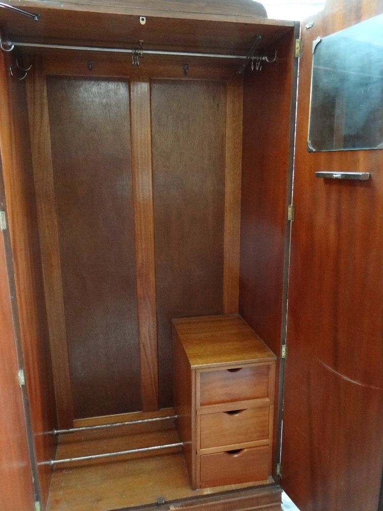 1930s BURR WALNUT BEDROOM SUITE, including pair of wardrobes, dressing table and single bed (4) - Image 4 of 5