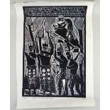 JOHN NDEVASIA MUAFANGEJO (Namibian, 1943-1987) limited edition (39/100) linocut on paper - A