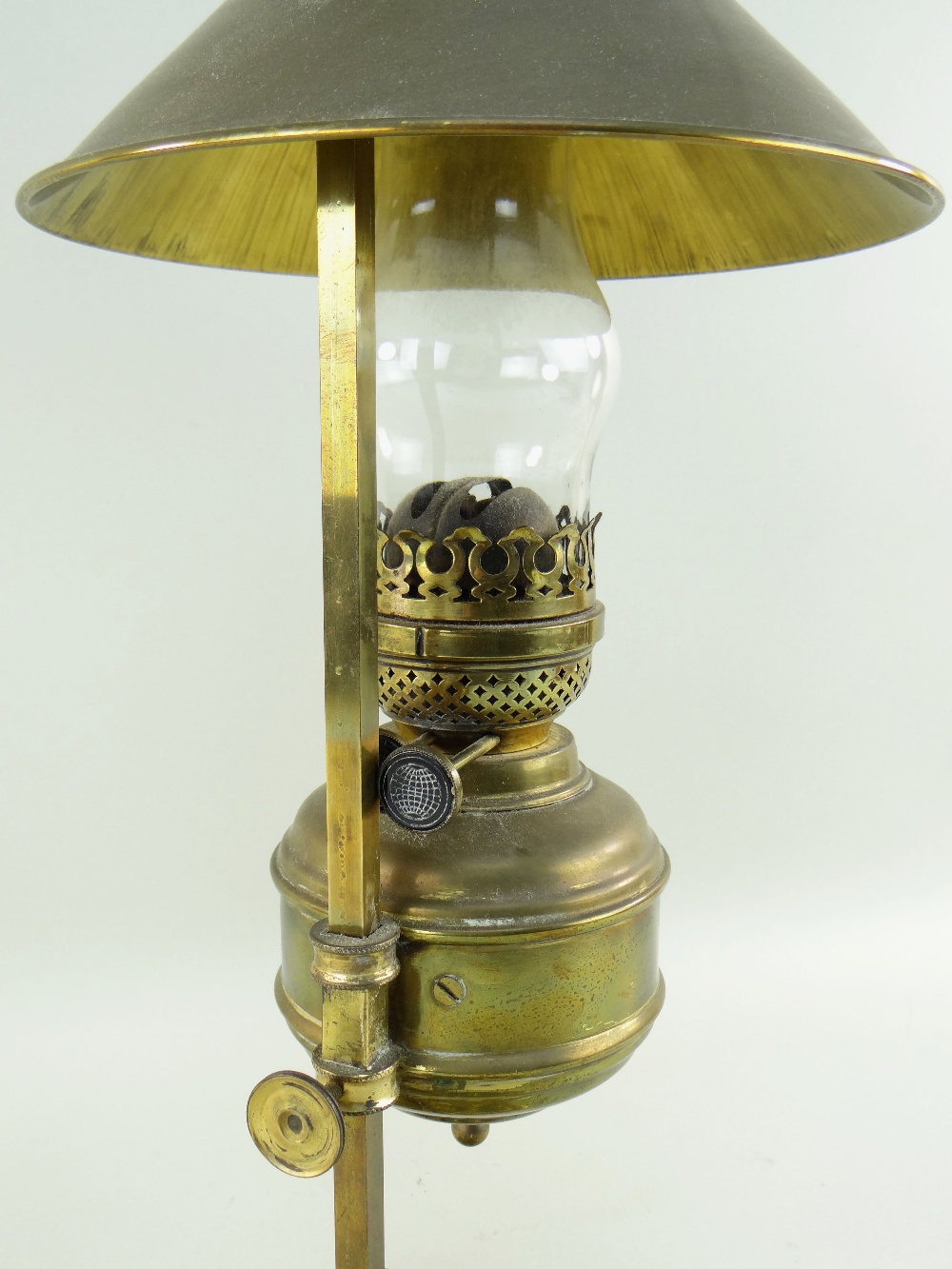 VICTORIAN-STYLE PLATED BRASS ADJUSTABLE OIL LAMP, 57cms high - Image 2 of 2