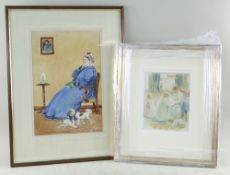 TWO PAINTINGS comprising watercolour 'The Happy Ending' with label verso stating 'By C. W. Thomas