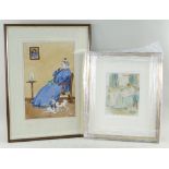 TWO PAINTINGS comprising watercolour 'The Happy Ending' with label verso stating 'By C. W. Thomas