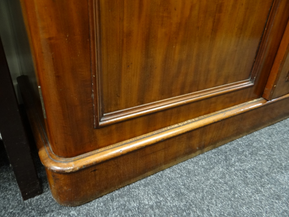 VICTORIAN WALNUT BOOKCASE, ogee cornice, glazed doors, adjustable shelves, two frieze drawers, - Image 14 of 16