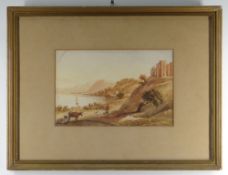 19TH CENTURY BRITISH SCHOOL watercolour - Oystermouth Castle Near Swansea, inscribed and titled on