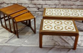 G-PLAN OCCASIONAL TABLES, comprising nest of three and two tile topped tables. (5)