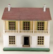 VINTAGE DOLLS HOUSE, with red tiled roof, brick and pebble-dash painted sides and front, with