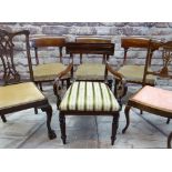 SIX ASSORTED DINING CHAIRS, including Regency armchair with tablet back, scrolled arms, reeded legs,
