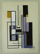 GEORGES FOLMER (French, 1895-1977) ink and gouache - geometric composition in black, purples and