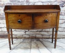 REGENCY MAHOGANY BOWFRONT SIDEBOARD, with three quarter staged back, ebony stung doors raised on