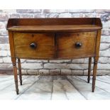 REGENCY MAHOGANY BOWFRONT SIDEBOARD, with three quarter staged back, ebony stung doors raised on