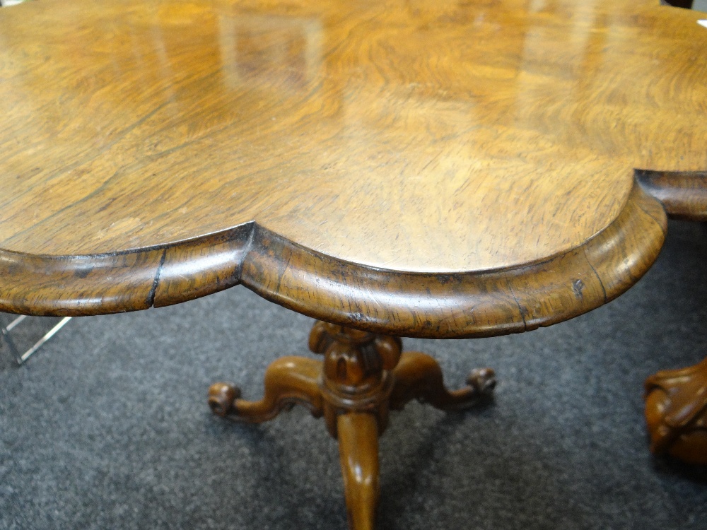 VICTORIAN ROSEWOOD TRIPOD TABLE, shaped top on fluted column and scrolled feet., 68cms diam - Image 6 of 17