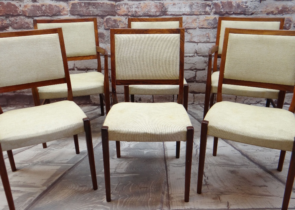 SET OF SIX SWEDISH 'SVEGARDS' DINING CHAIRS with pale gold woven stuff-over seats and backs,