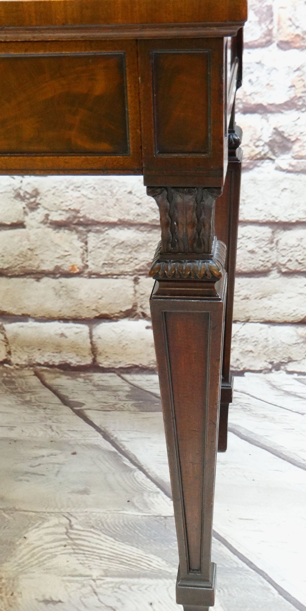 GOOD 19TH CENTURY REGENCY STYLE MAHOGANY & EBONY STRUNG SERVING TABLE, rectangular top with low - Image 2 of 33