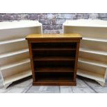 THREE BOOKCASES, comprising Edwardian oak dwarf bookcase with adjustable shelves, 92w x 101h x 27cms