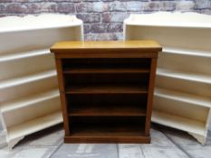 THREE BOOKCASES, comprising Edwardian oak dwarf bookcase with adjustable shelves, 92w x 101h x 27cms