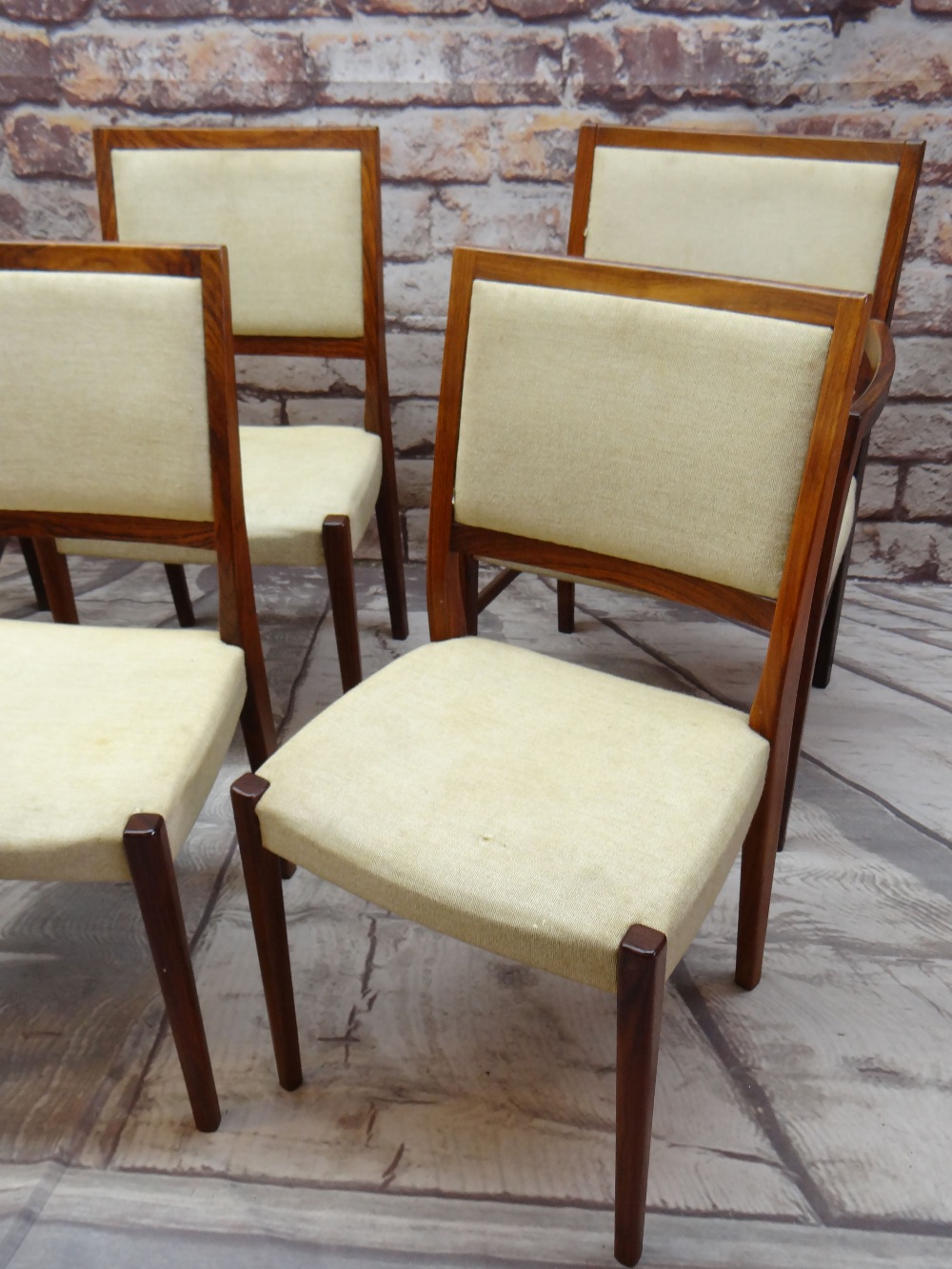 SET OF SIX SWEDISH 'SVEGARDS' DINING CHAIRS with pale gold woven stuff-over seats and backs, - Image 2 of 4