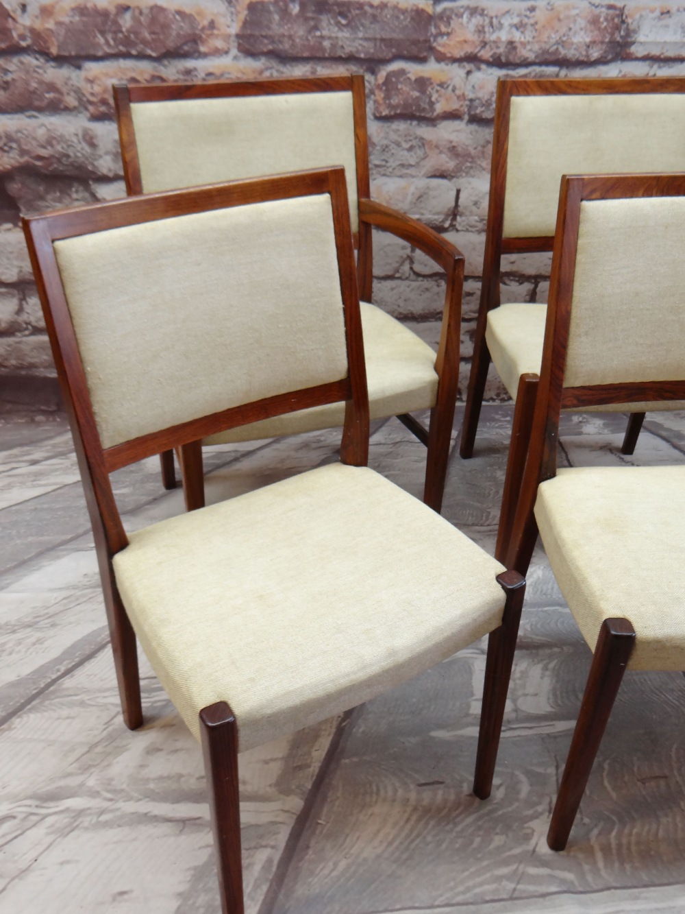SET OF SIX SWEDISH 'SVEGARDS' DINING CHAIRS with pale gold woven stuff-over seats and backs, - Image 4 of 4