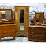ASSORTED EARLY 20TH CENTURY BEDROOM FURNITURE, comprising mahogany dressing chest, walnut dressing