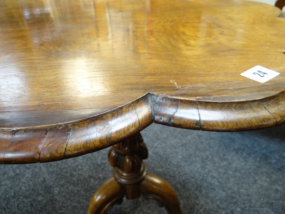 VICTORIAN ROSEWOOD TRIPOD TABLE, shaped top on fluted column and scrolled feet., 68cms diam - Image 5 of 17