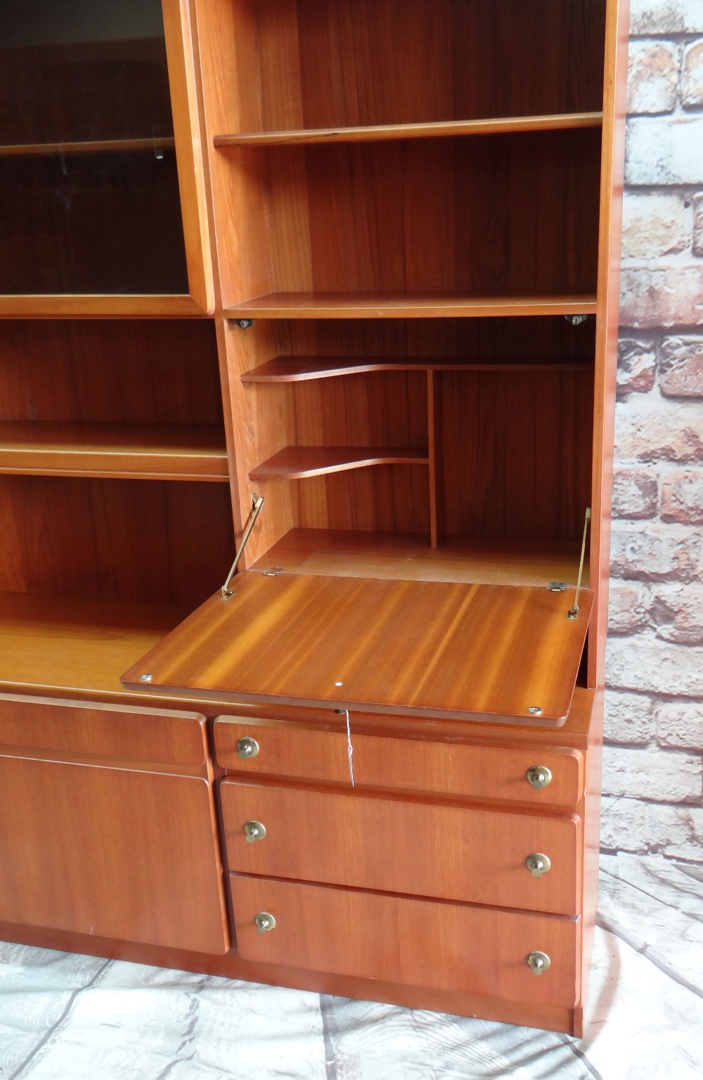 VINTAGE A. H. McINTOSH & Co. TEAK LOUNGE CABINET, fitted with shelves, cupboards, glass doors and - Image 2 of 2