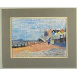 DEREK INWOOD (1925-2012) pastel - beachscape, signed, 25 x 33.5cms, unframed