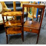 TWO OCCASIONAL TABLES, comprising a Georgian-style square corner table with under-tier and drawer,