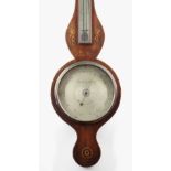 19TH CENTURY MAHOGANY & MARQUETRY TWO-GLASS WHEEL BAROMETER, Baretti & Abatte, 94cms h Condition: