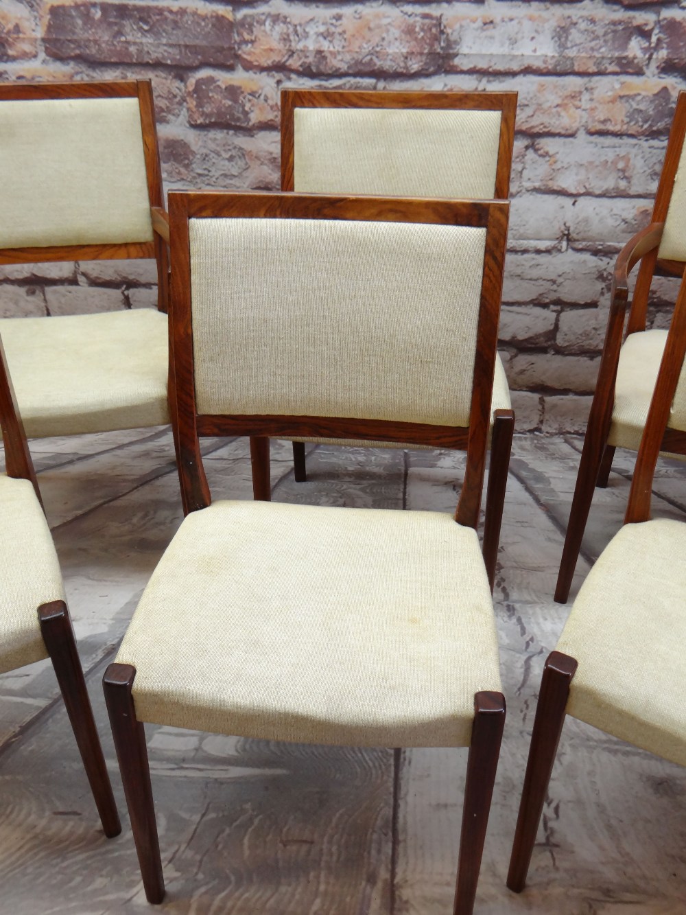 SET OF SIX SWEDISH 'SVEGARDS' DINING CHAIRS with pale gold woven stuff-over seats and backs, - Image 3 of 4